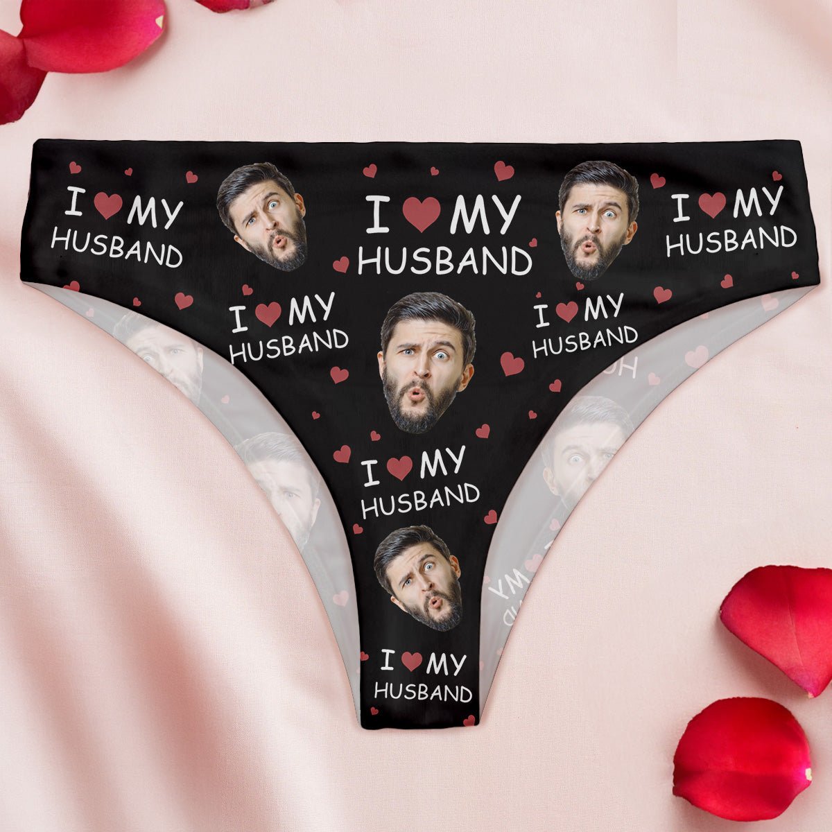 I Love My Husband/ Boyfriend - Personalized Photo Women's Low-Waisted