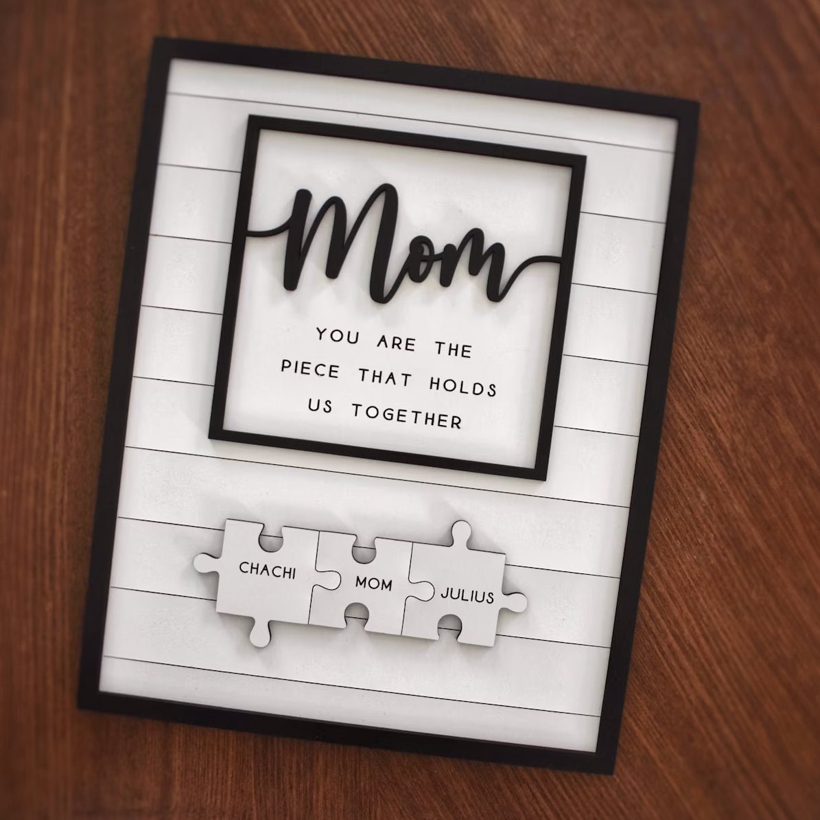 Custom Mothers Day Puzzle Sign | You are the Piece that holds us together | Mothers day gift | Personalized Gift for Mom | 2 - 9 Puzzle Pcs - Shapelys