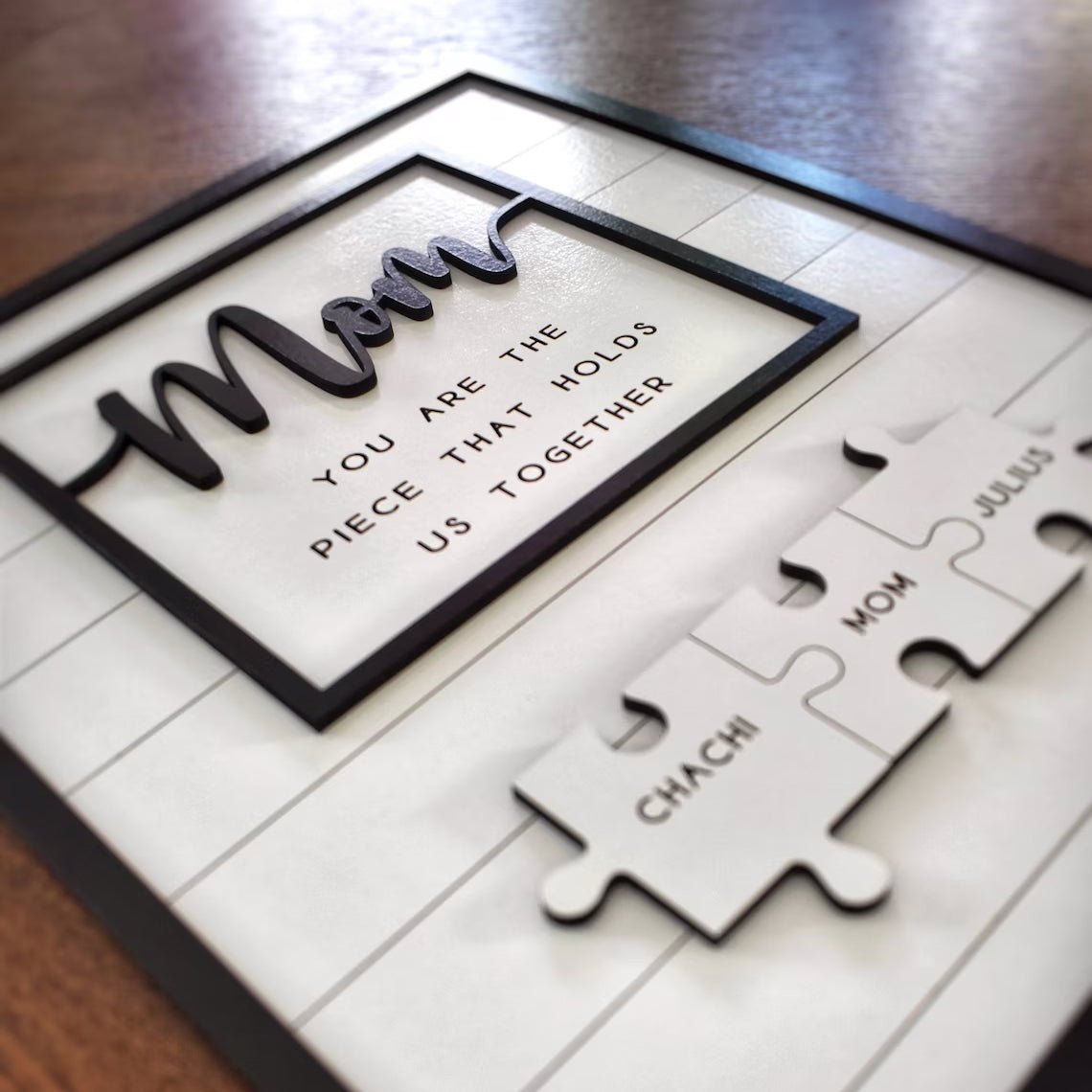 Custom Mothers Day Puzzle Sign | You are the Piece that holds us together | Mothers day gift | Personalized Gift for Mom | 2 - 9 Puzzle Pcs - Shapelys