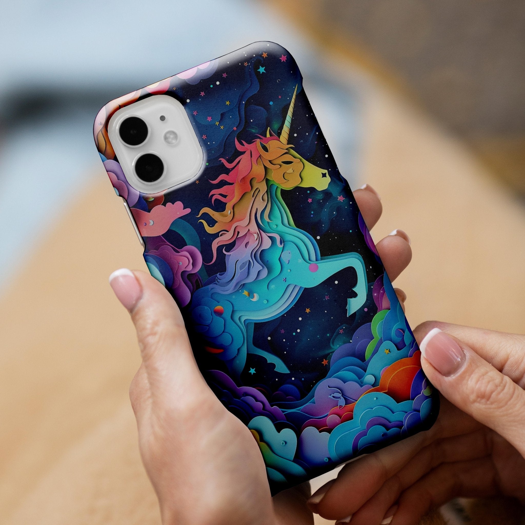 Cute Unicorn phone case, Van Gogh style, paper - cut creative phone case - Shapelys