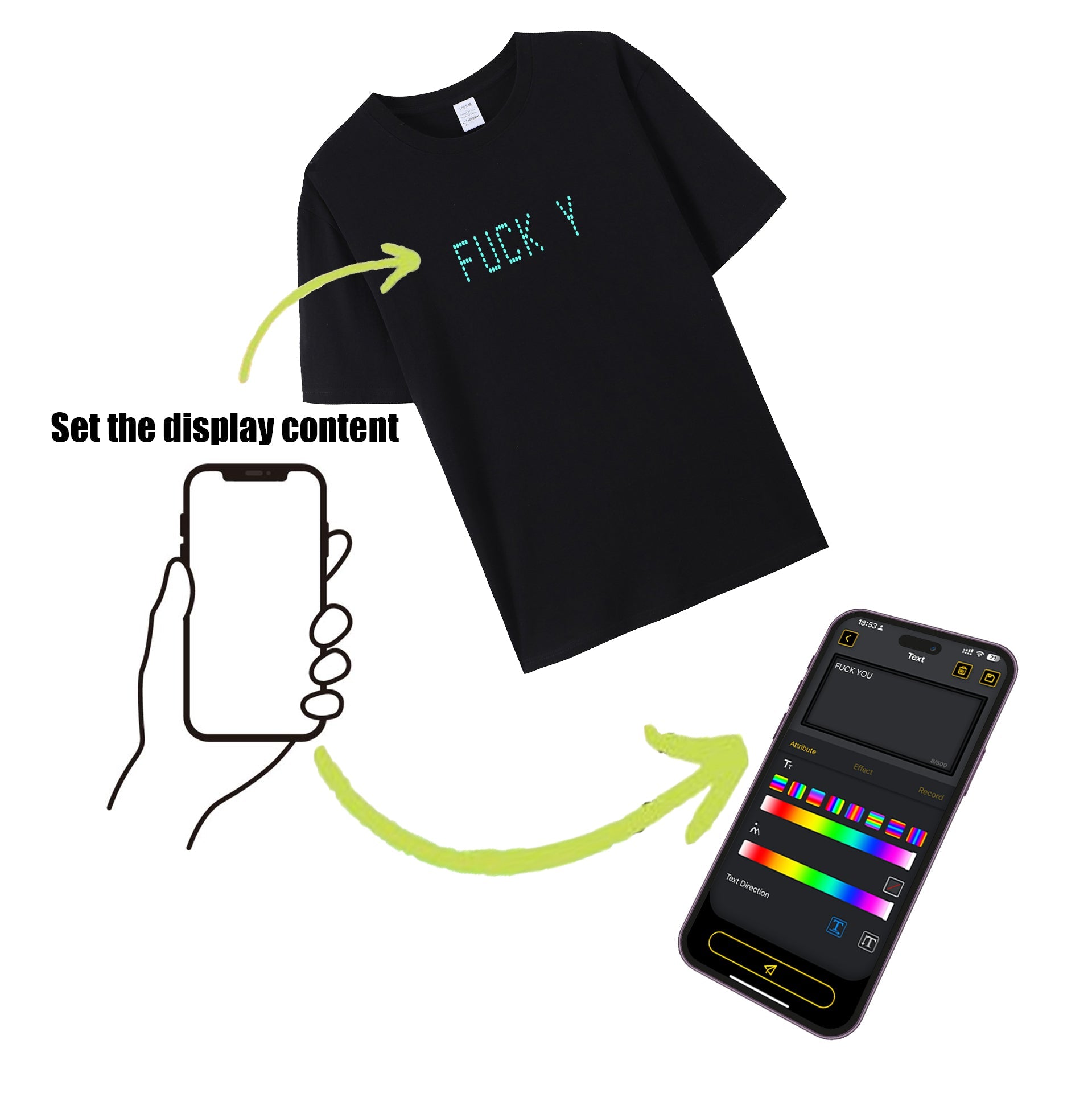 LED Display Shirt,custom content shirt,Party Shirts - Shapelys