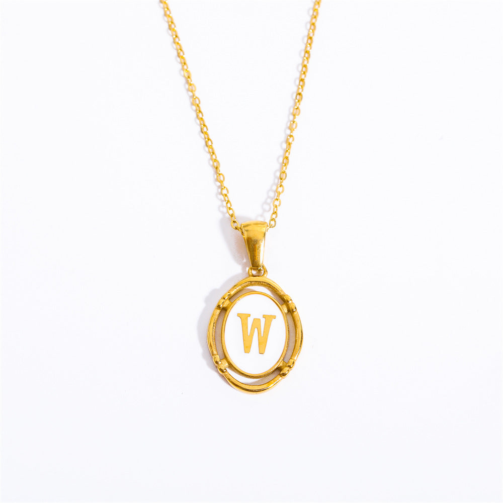 White Enamel & Gold Charm Necklace