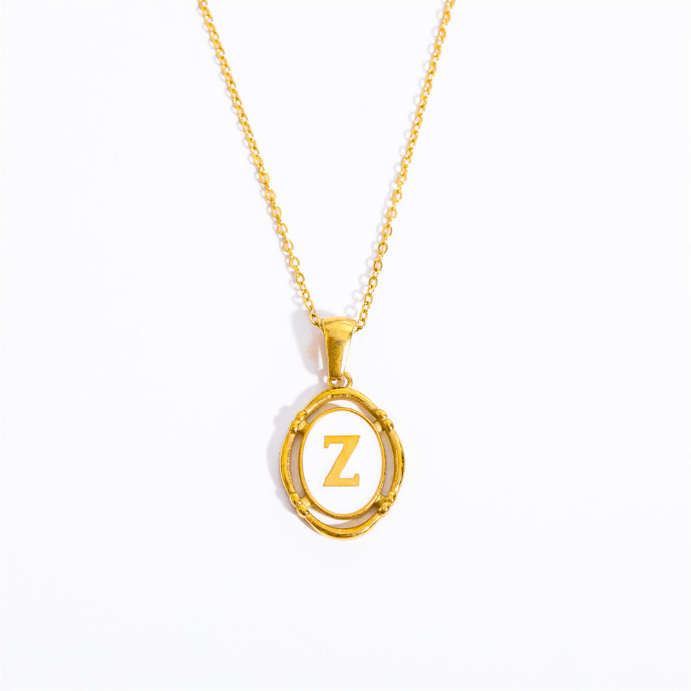 White Enamel & Gold Charm Necklace