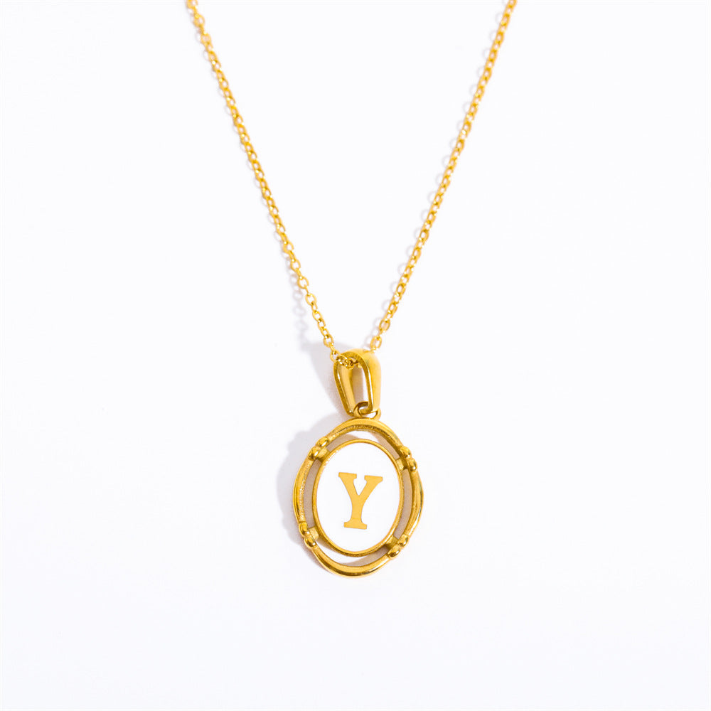 White Enamel & Gold Charm Necklace