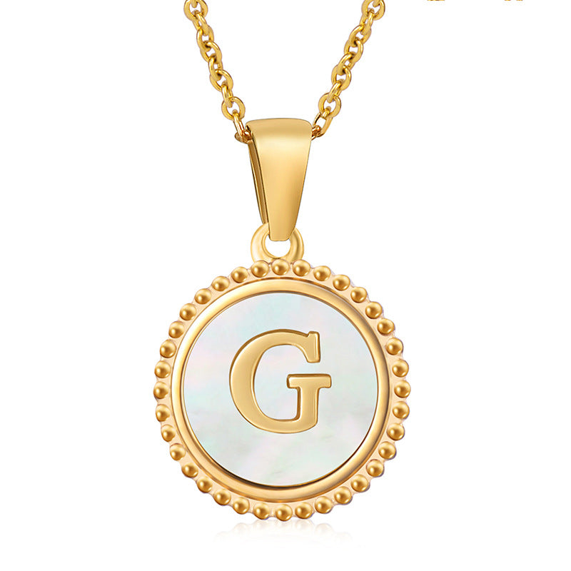 18K Gold Filled Disc Letter Necklace, Mothers Day Gift, Initial Pendant, Gift For Mom, Personalized Gold Letter Necklace, Medallion Necklace, White Shell Letter Necklace, Black Letter Necklace, Colorful Shell Letter Necklace