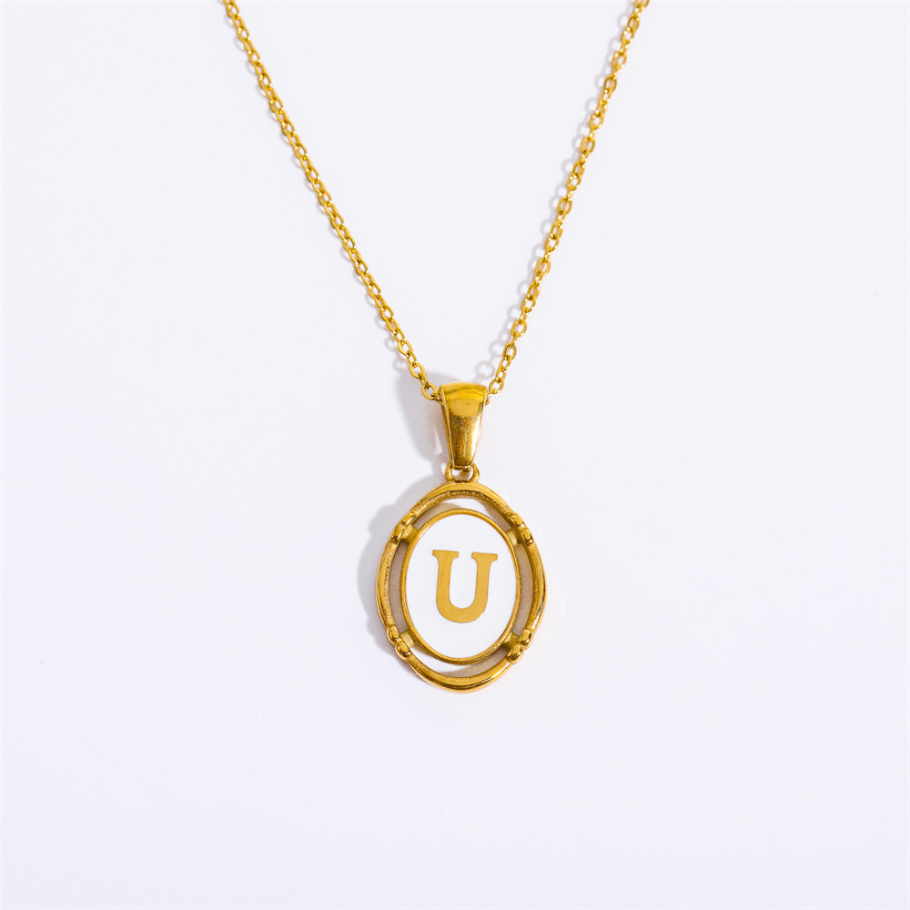 White Enamel & Gold Charm Necklace