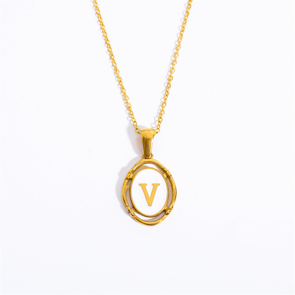 White Enamel & Gold Charm Necklace