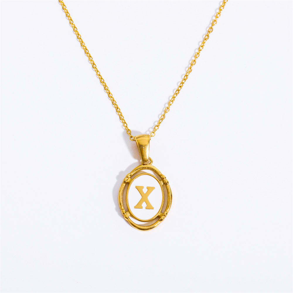 White Enamel & Gold Charm Necklace