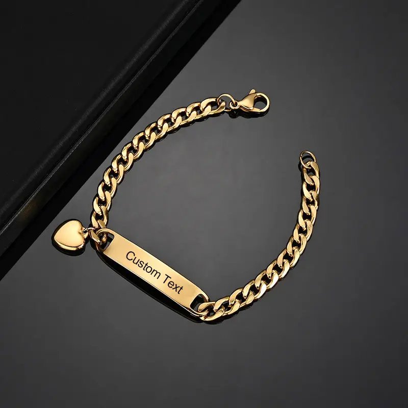 Customized Can Carve Writing Simple Fashion Double and Half Love Puzzle Bracelet Couple Stainless Steel Bracelet Personality Gift Couple - Shapelys