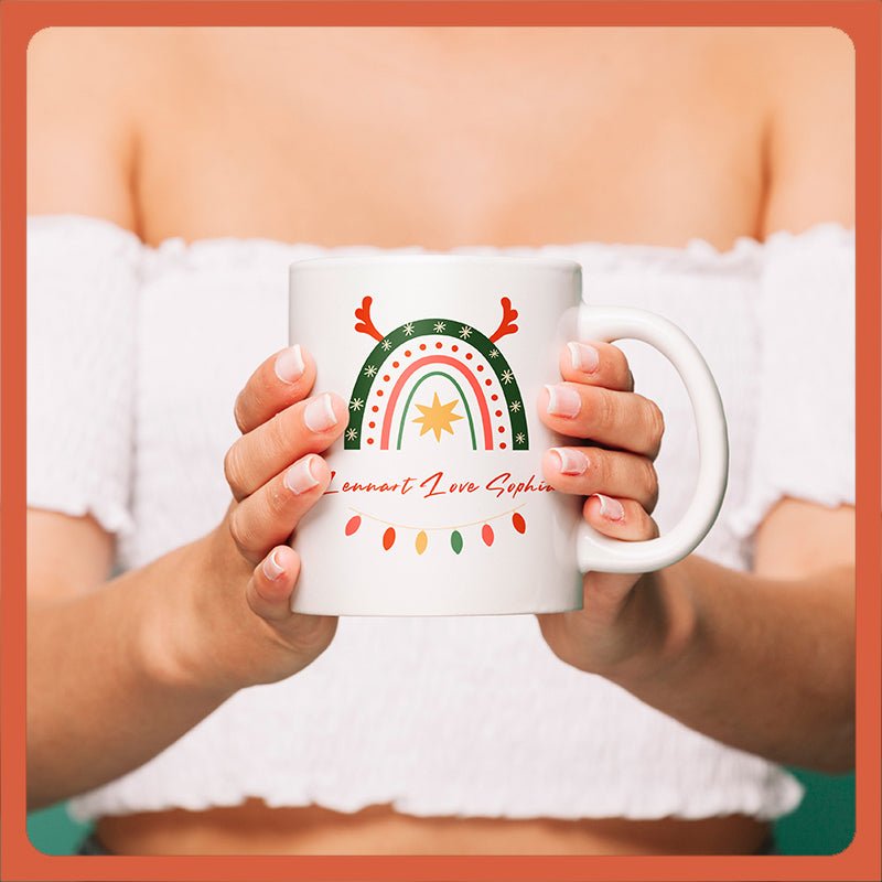 Customized name Christmas rainbow mug - Shapelys