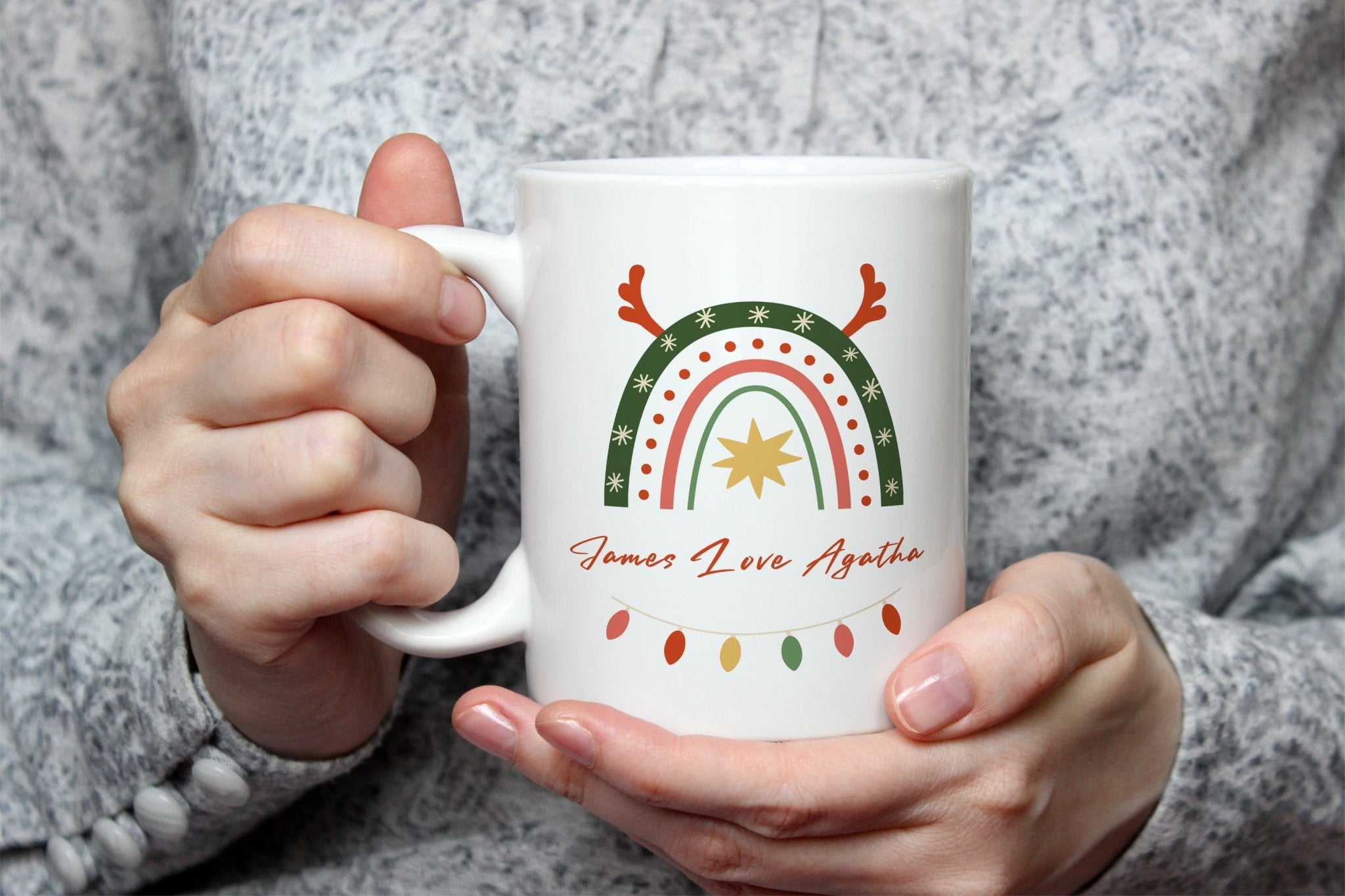 Customized name Christmas rainbow mug - Shapelys