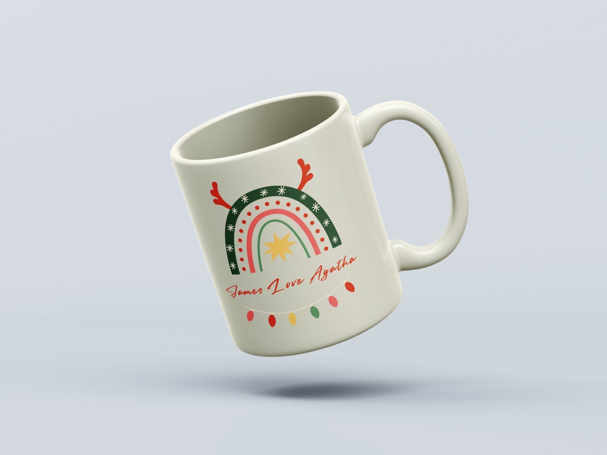 Customized name Christmas rainbow mug - Shapelys