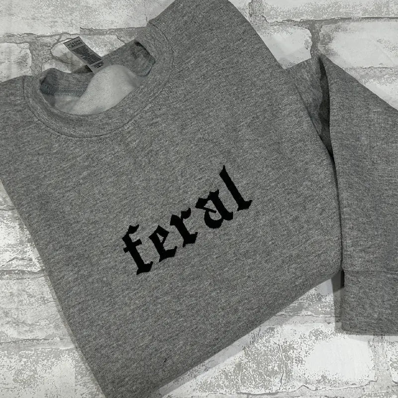 Feral - Embroidered Hoodie/Swertshirt - Shapelys