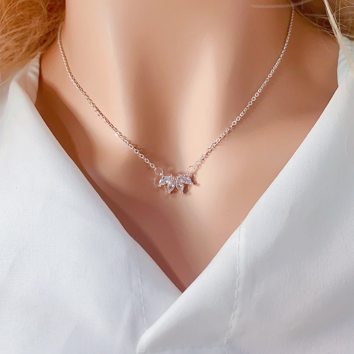 Flower Petal Diamond Necklace - Shapelys