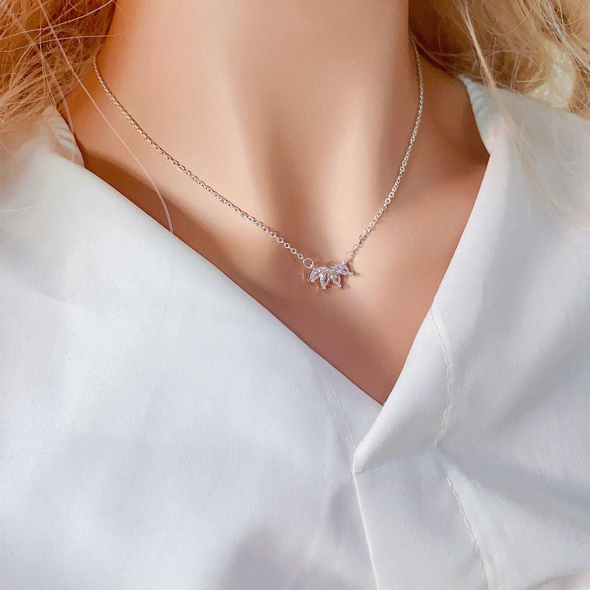 Flower Petal Diamond Necklace - Shapelys