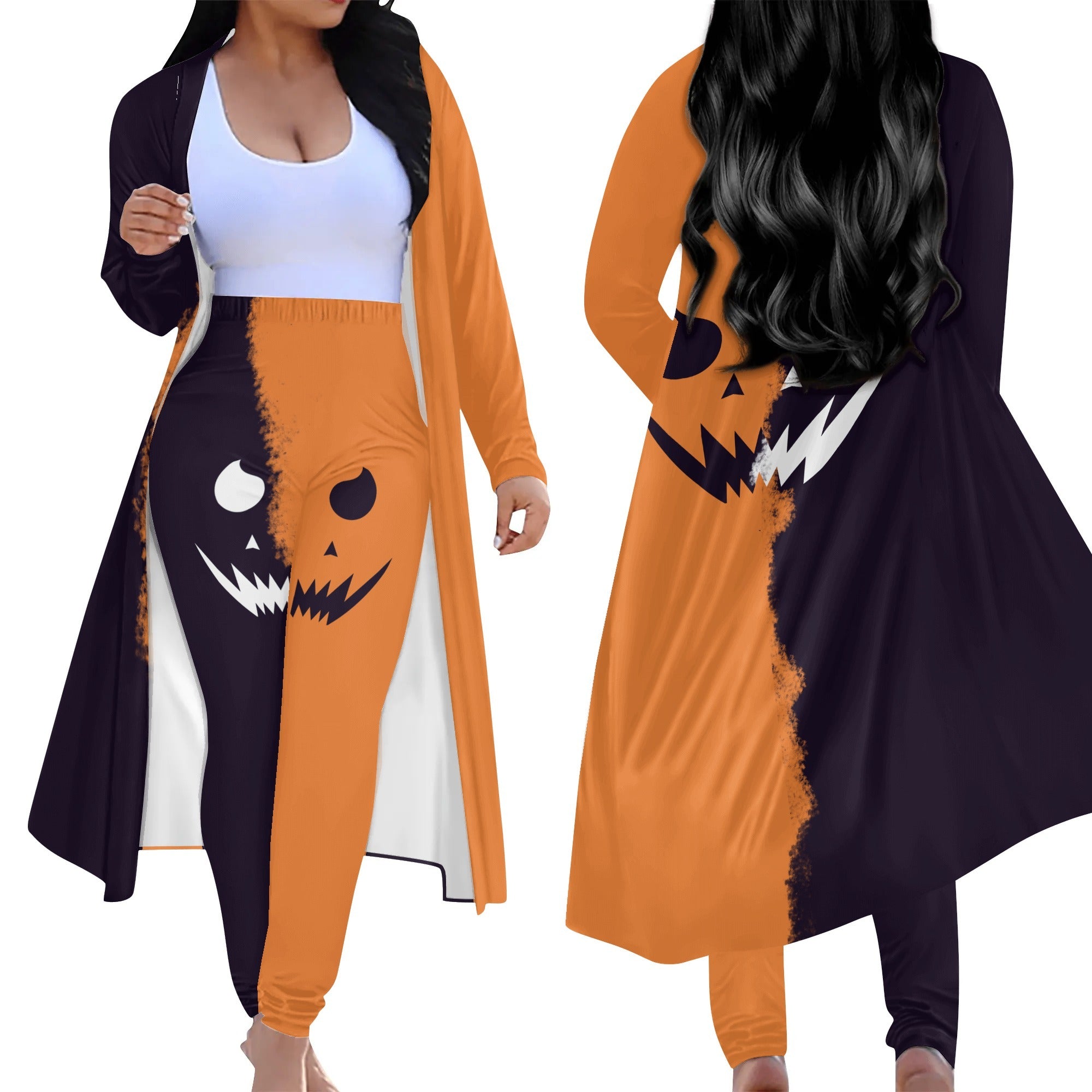 Halloween exclusive women's long-sleeved cardigan + leggings 2 pieces - Shapelys