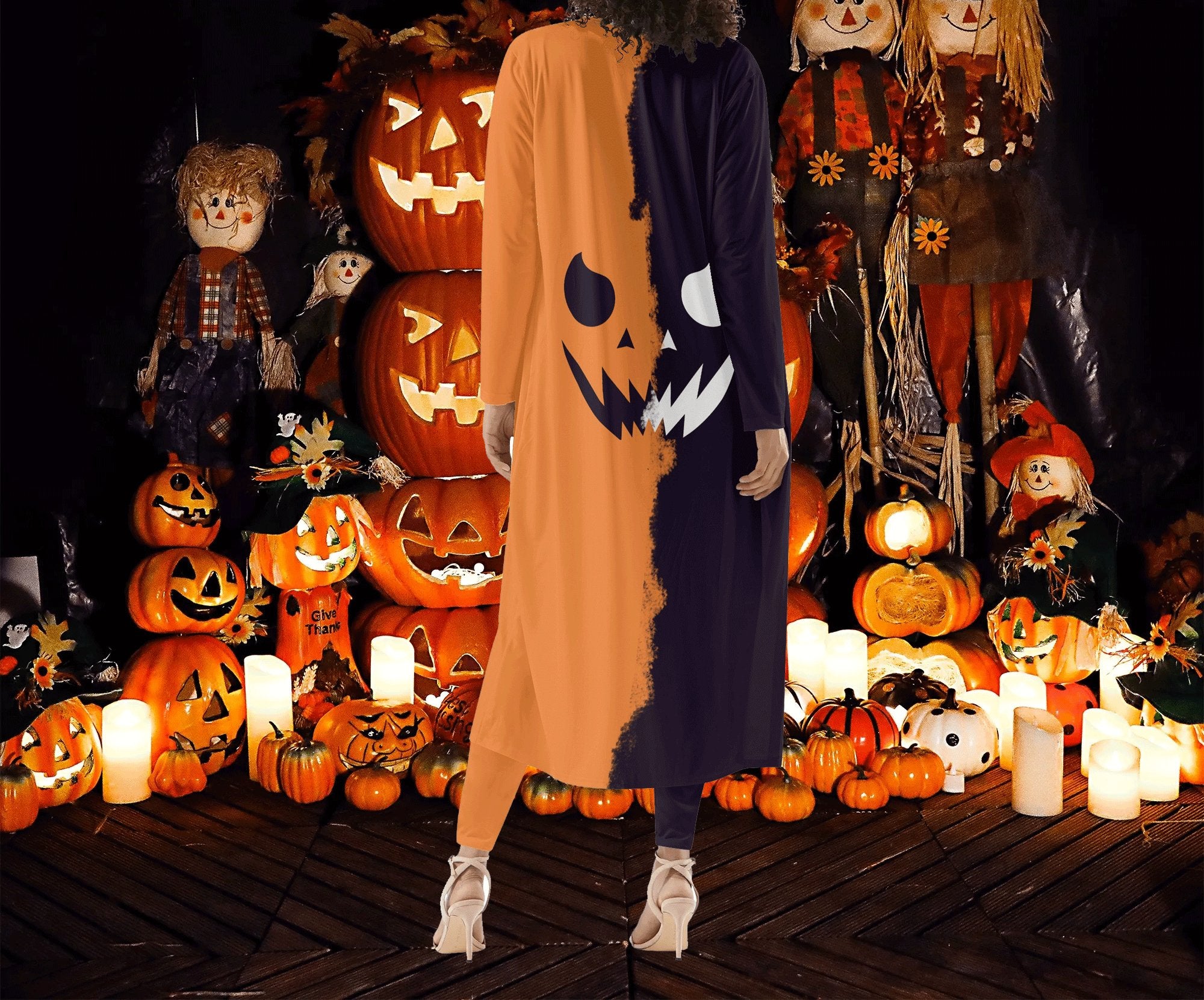 Halloween exclusive women's long-sleeved cardigan + leggings 2 pieces - Shapelys