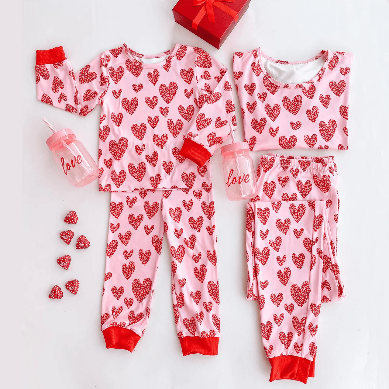 LOVE HEART Valentine's Day Matching Pajamas - Shapelys