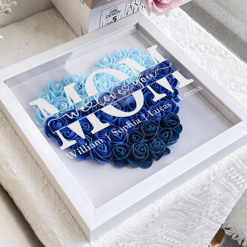 Personalized Flower Shadow Box - Mother's Day Gift - Best gift for mom - Shapelys