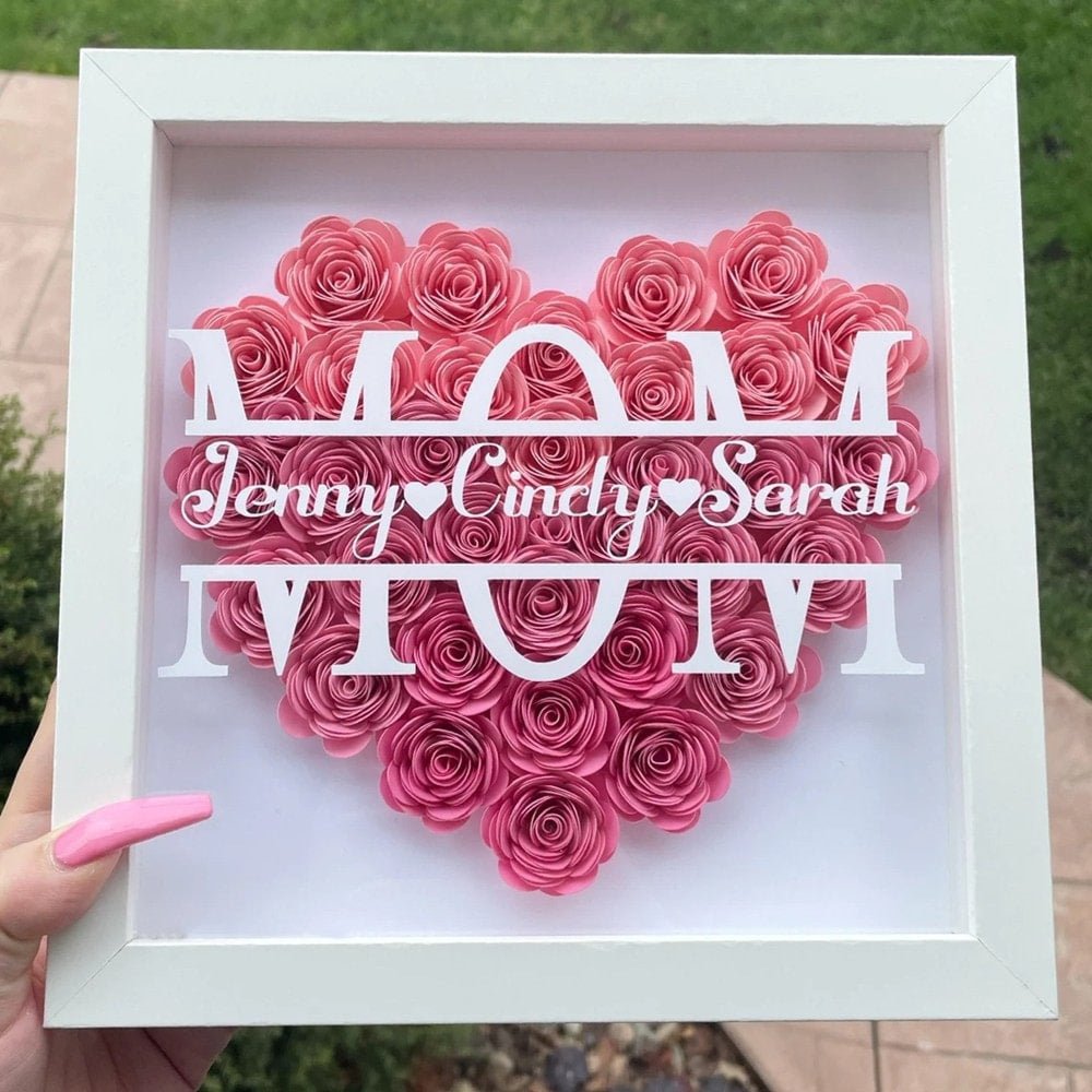 Personalized Flower Shadow Box - Mother's Day Gift - Best gift for mom - Shapelys