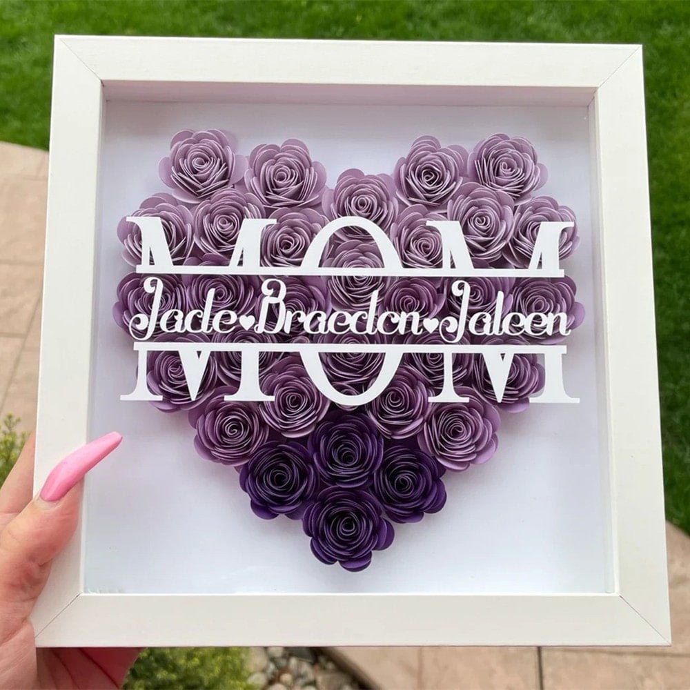 Personalized Flower Shadow Box - Mother's Day Gift - Best gift for mom - Shapelys