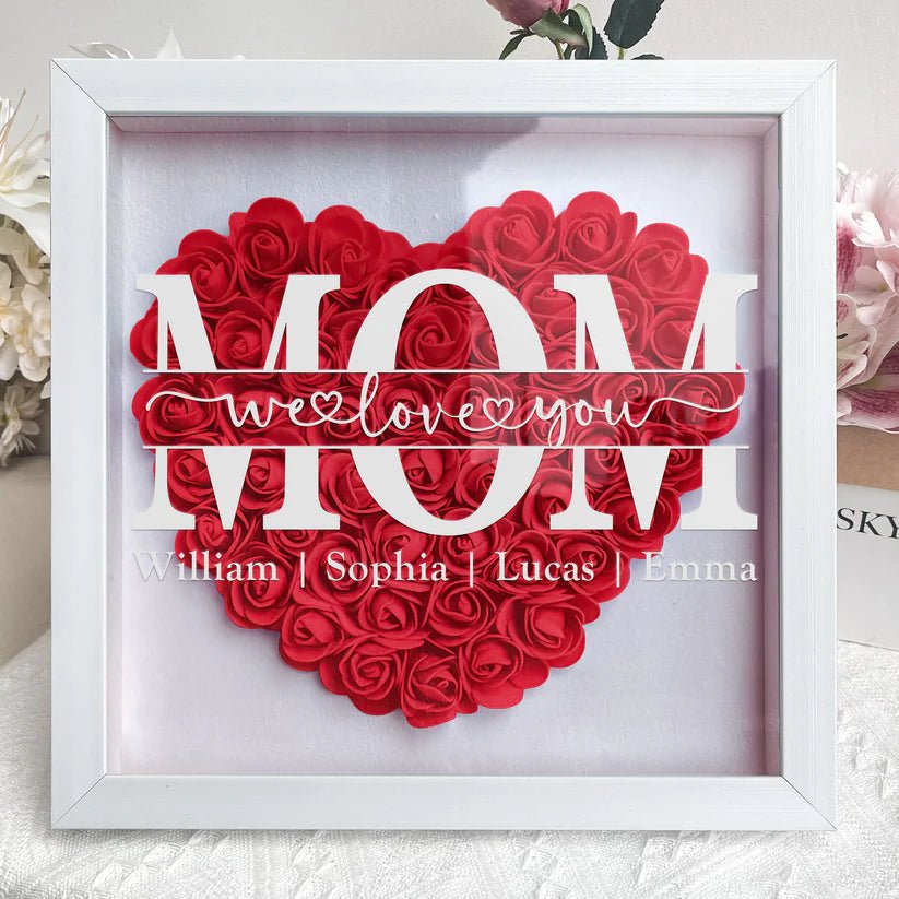 Personalized Flower Shadow Box - Mother's Day Gift - Best gift for mom - Shapelys