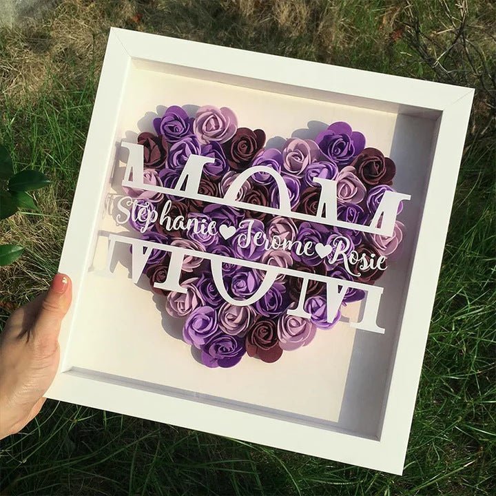 Personalized Flower Shadow Box - Mother's Day Gift - Best gift for mom - Shapelys