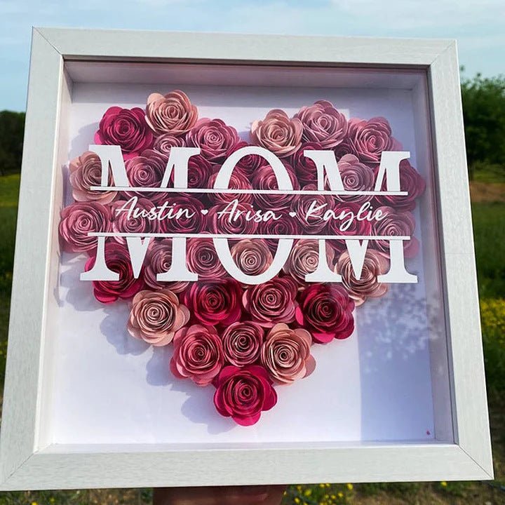 Personalized Flower Shadow Box - Mother's Day Gift - Best gift for mom - Shapelys