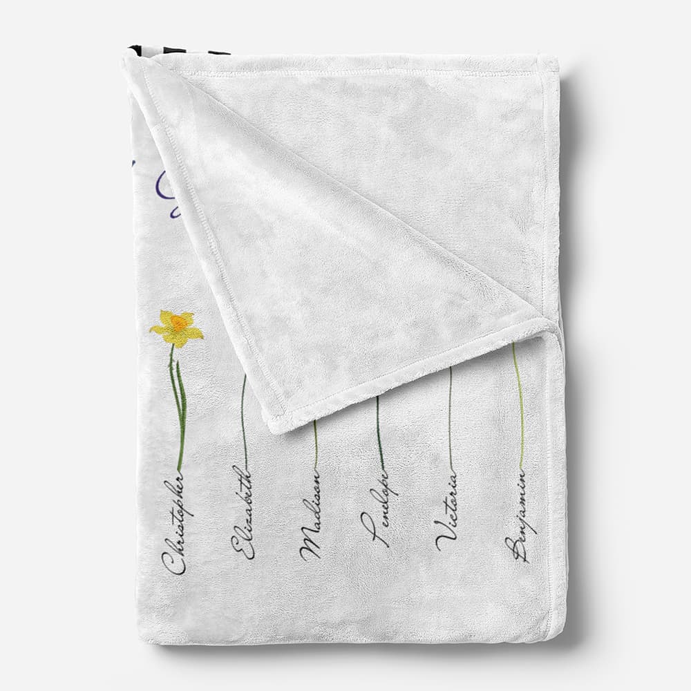 Personalized Grandma’s Garden Blanket with Birth Month Flowers and Names - Shapelys