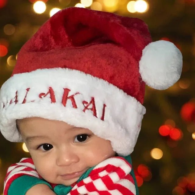 Personalized Matching Embroidered Santa Christmas Hats - Shapelys