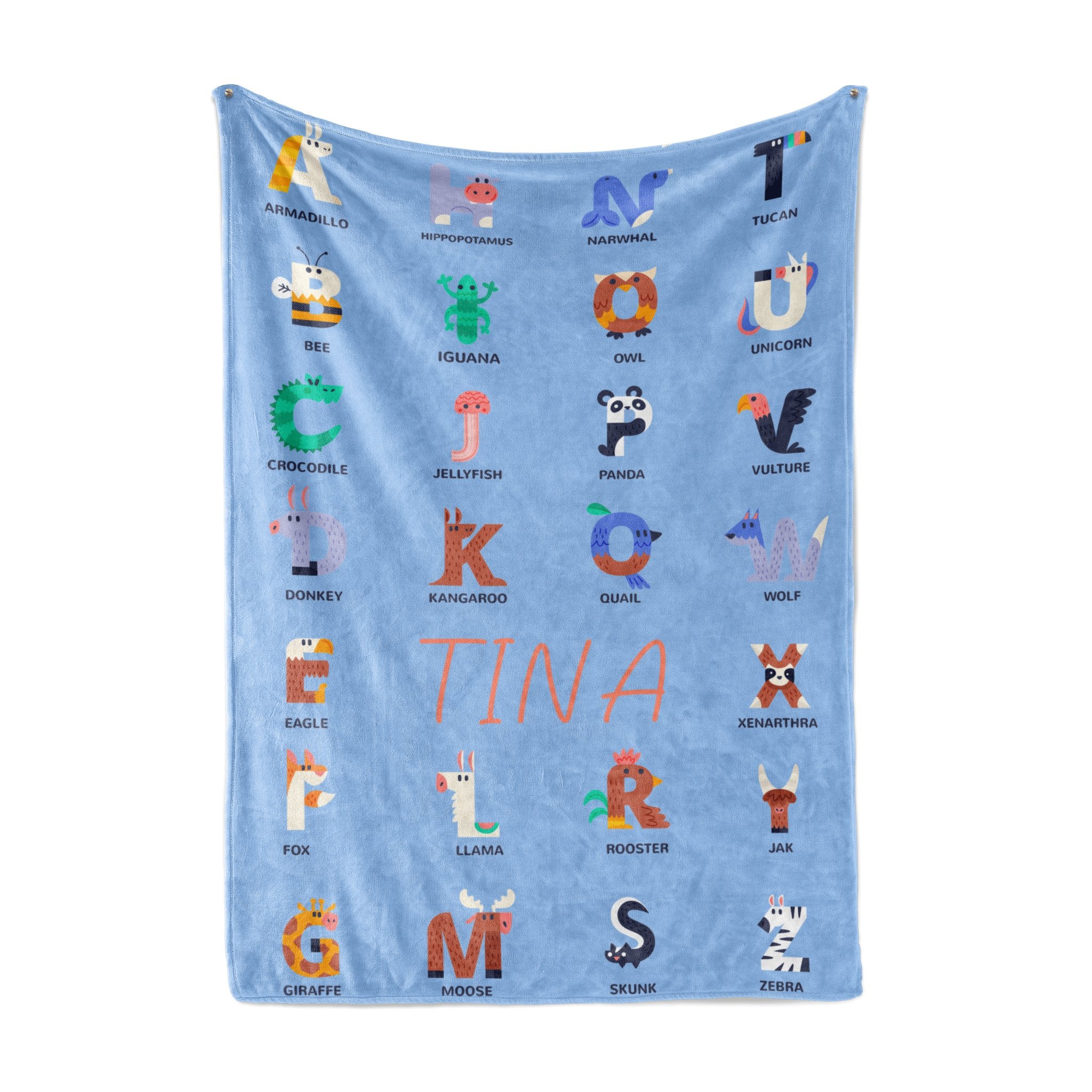 Personalized Name ABC Animals Alphabet Blanket - Shapelys