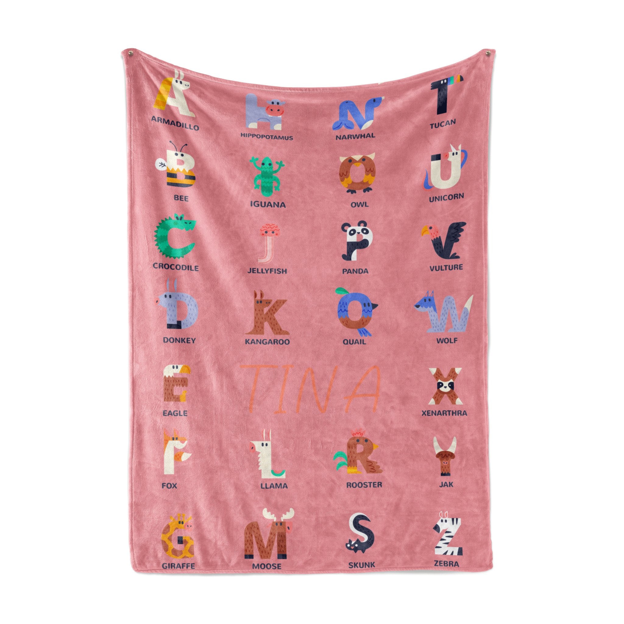 Personalized Name ABC Animals Alphabet Blanket - Shapelys