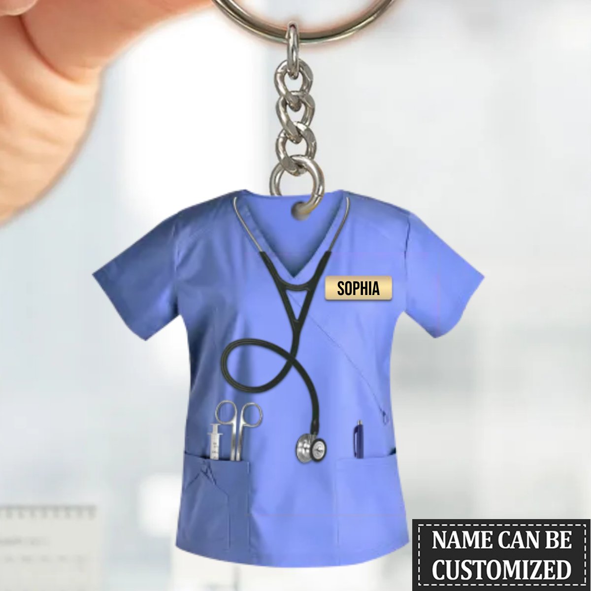 Personalized Nurse Scrubs - Gift for Nurse Keychain - Shapelys