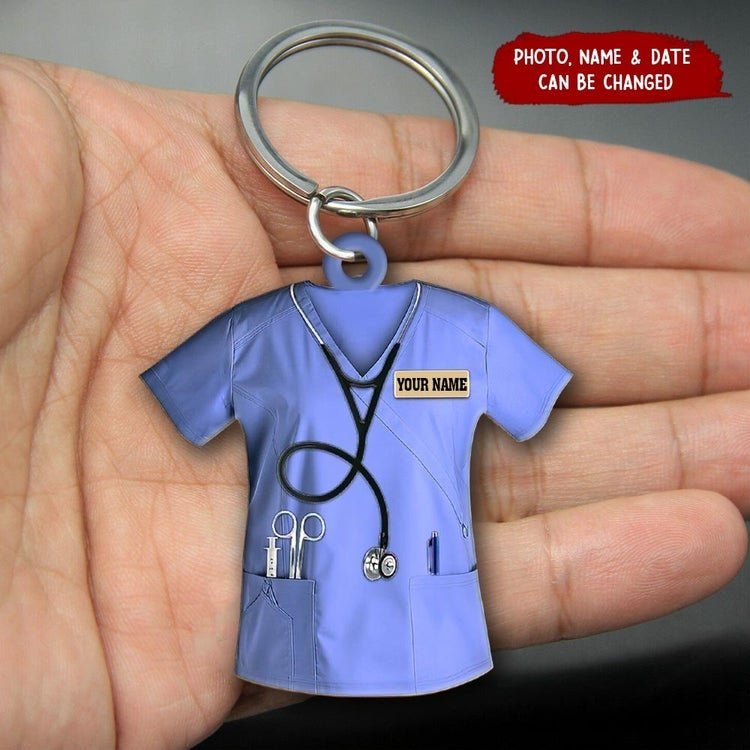 Personalized Nurse Scrubs - Gift for Nurse Keychain - Shapelys