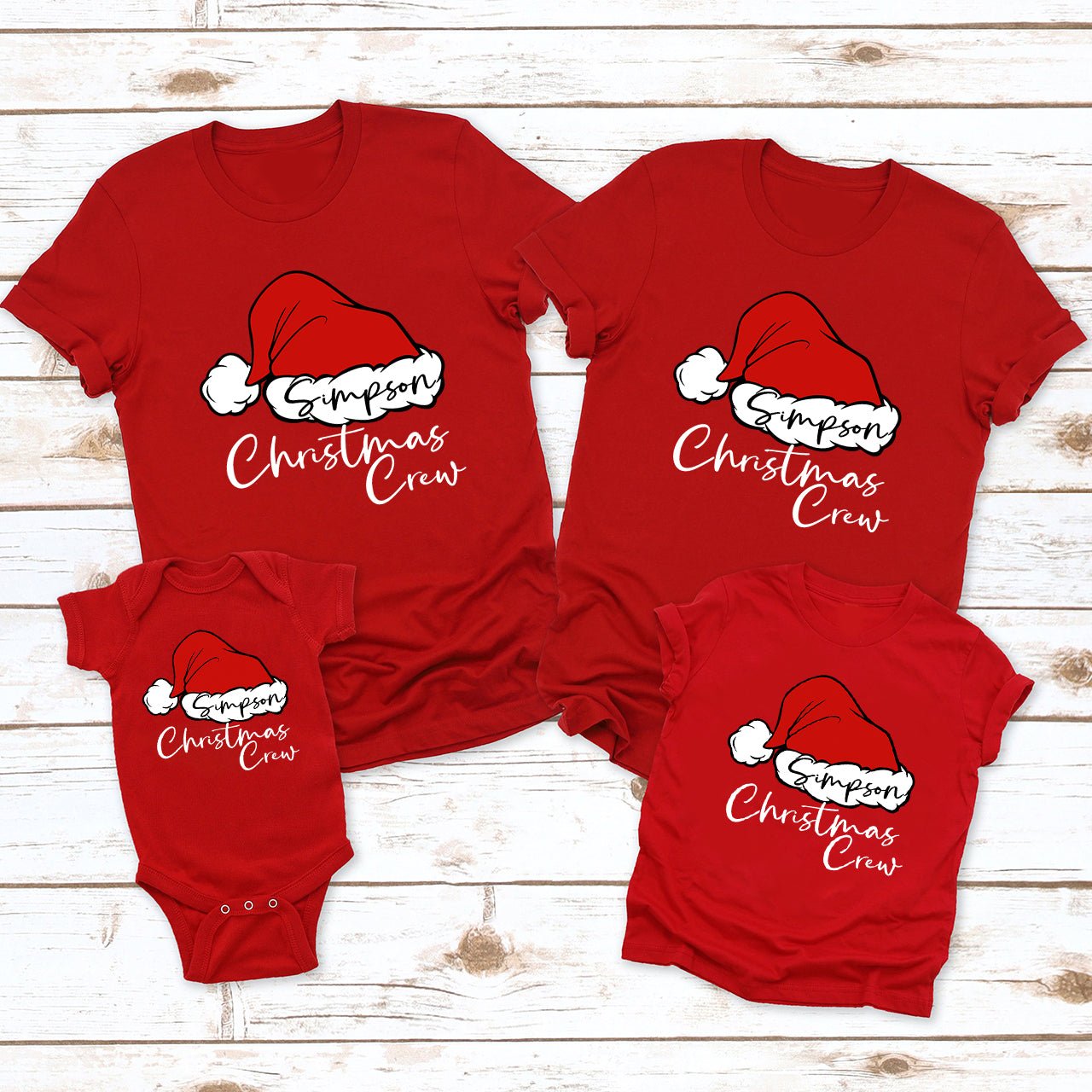 Personalized Santa Hat Crew Matching Family Shirts - Shapelys