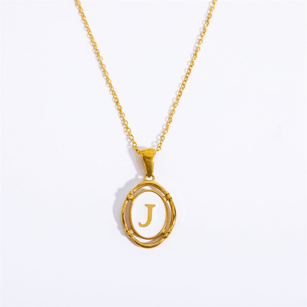 White Enamel & Gold Charm Necklace - Shapelys