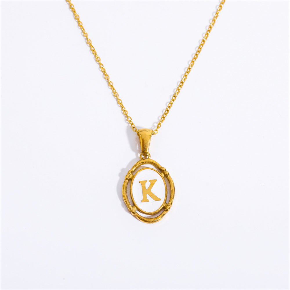 White Enamel & Gold Charm Necklace - Shapelys