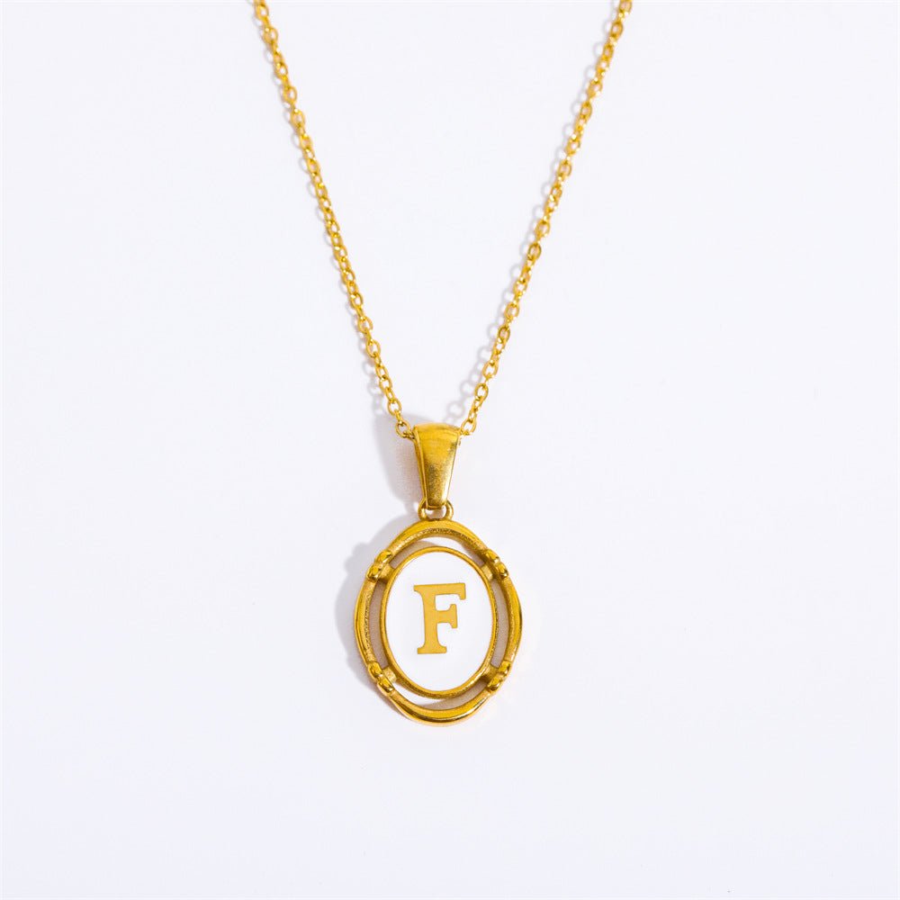 White Enamel & Gold Charm Necklace - Shapelys