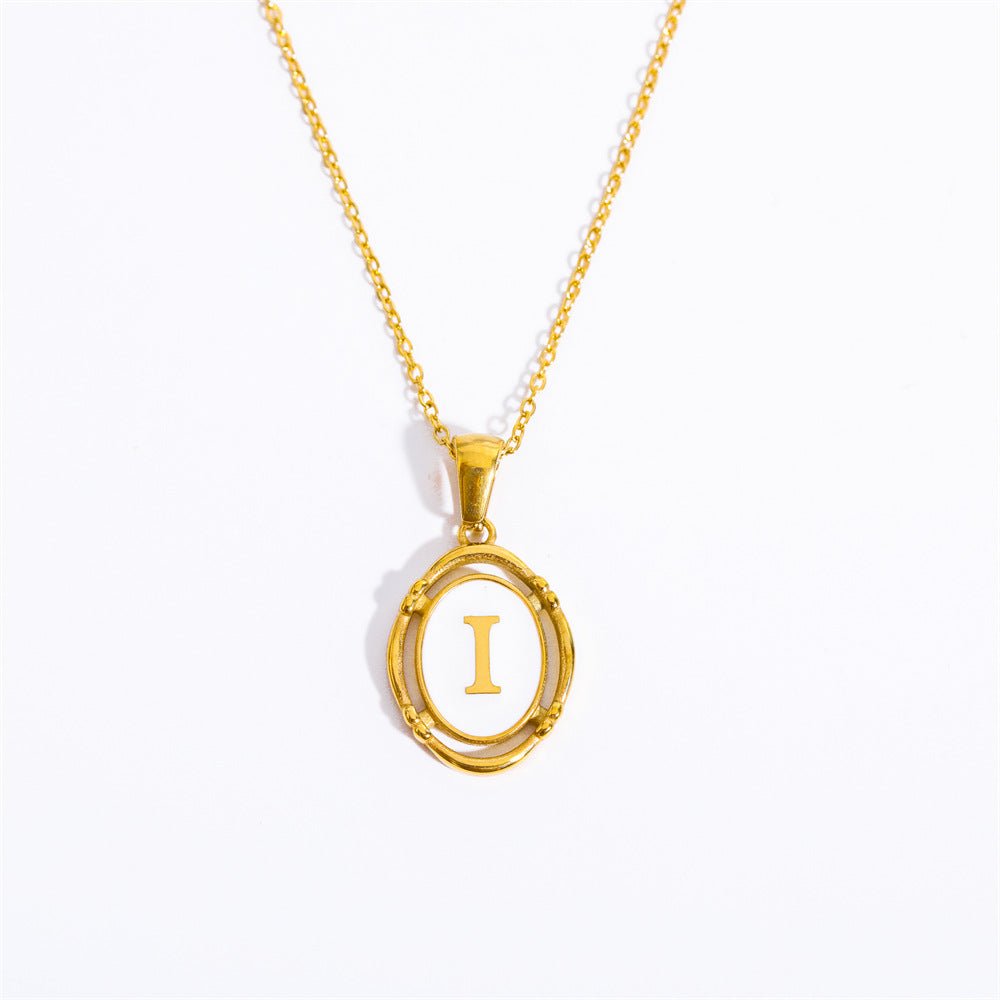 White Enamel & Gold Charm Necklace - Shapelys