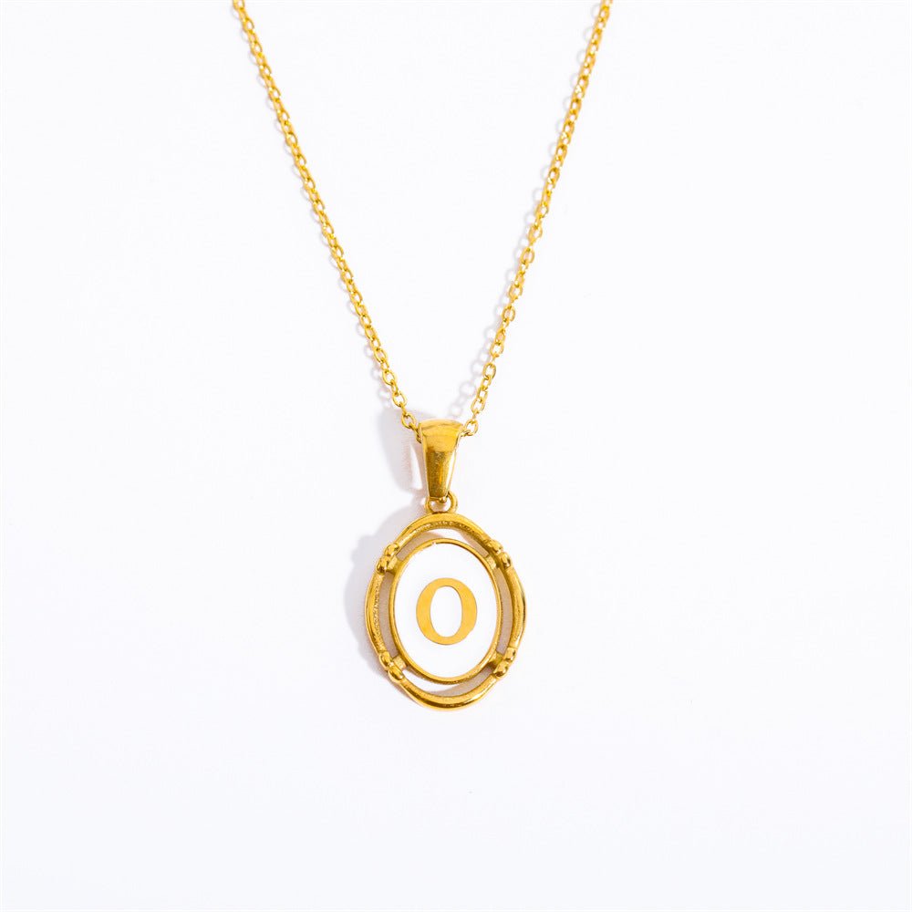 White Enamel & Gold Charm Necklace - Shapelys