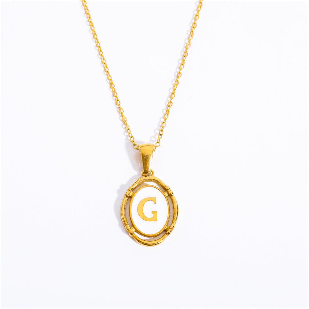 White Enamel & Gold Charm Necklace - Shapelys