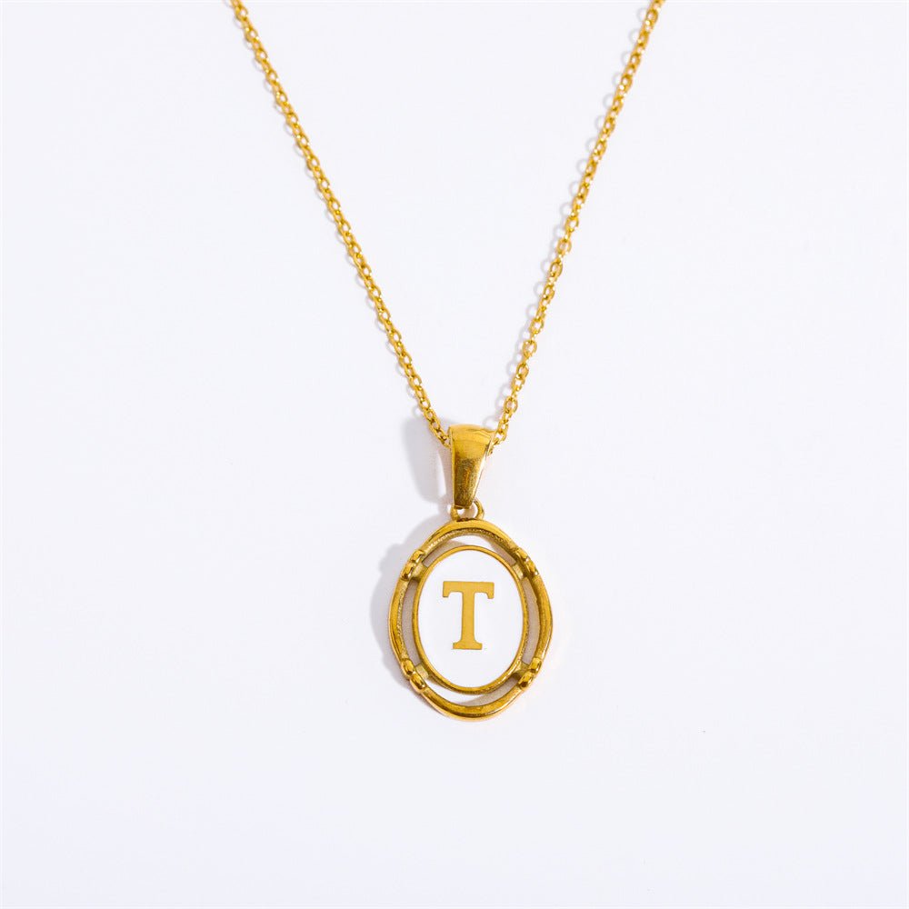 White Enamel & Gold Charm Necklace - Shapelys