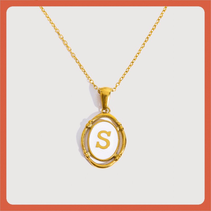 White Enamel & Gold Charm Necklace - Shapelys