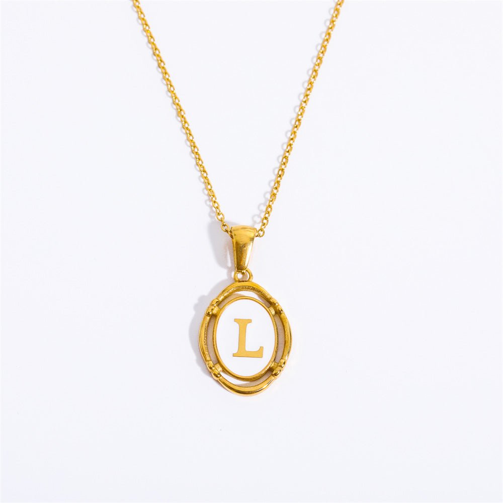 White Enamel & Gold Charm Necklace - Shapelys