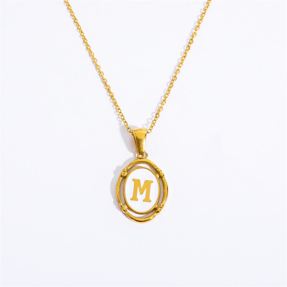 White Enamel & Gold Charm Necklace - Shapelys