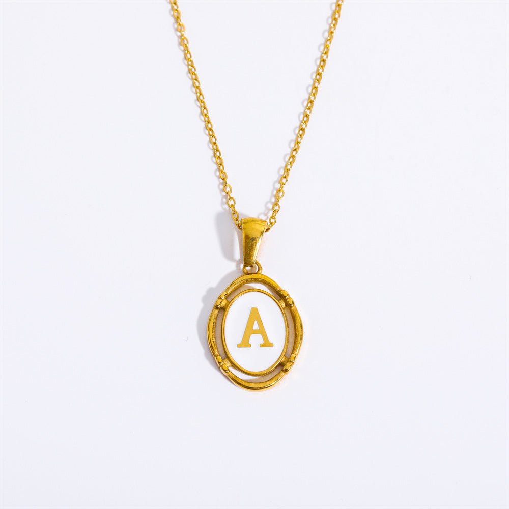 White Enamel & Gold Charm Necklace - Shapelys