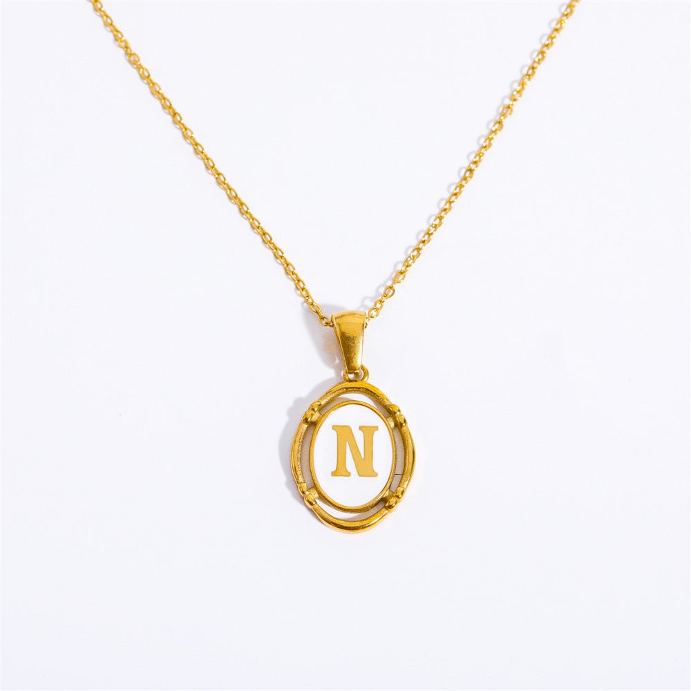 White Enamel & Gold Charm Necklace - Shapelys