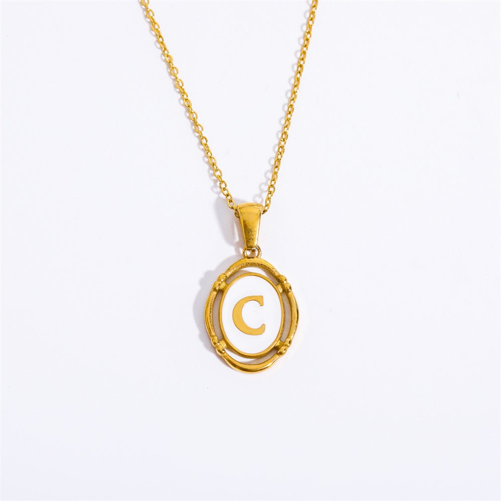 White Enamel & Gold Charm Necklace - Shapelys