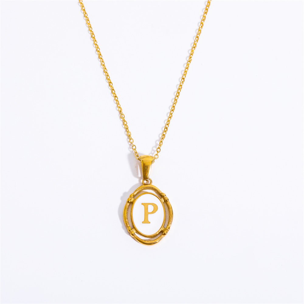 White Enamel & Gold Charm Necklace - Shapelys