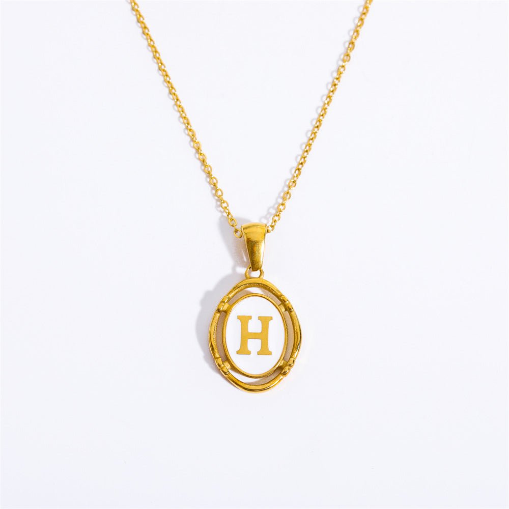 White Enamel & Gold Charm Necklace - Shapelys